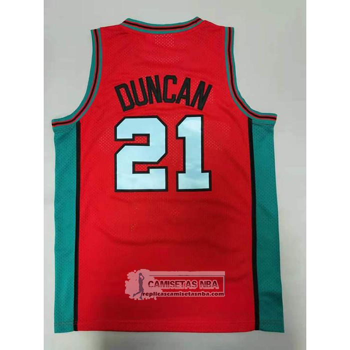 Camiseta San Antonio Spurs Tim Duncan NO 21 Mitchell & Ness 1998-99 Rosa